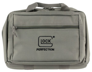 Glock AP60301 Double Pistol Case  Dual Padded Compartments, 5 Internal Mag Holders, 3 Zippered Compartments, Carry Handle, Gray, 12.5"x9.5"x4.5"