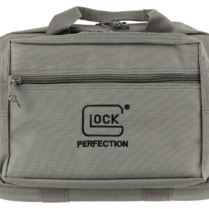 Glock AP60301 Double Pistol Case  Dual Padded Compartments, 5 Internal Mag Holders, 3 Zippered Compartments, Carry Handle, Gray, 12.5"x9.5"x4.5"