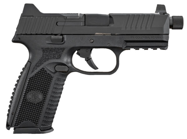 FN 66100375 509T  9mm Luger 17+1/24+1, 4.50" Black Steel Threaded Barrel, Matte Black Optic Ready/Serrated Stainless Steel Slide, Matte Black Polymer Frame w/Picatinny Rail