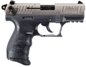 Walther Arms 5120725 P22 Q 22 LR 10+1 3.42" Steel/Threaded Barrel Nickel Serrated/Steel Slide, Black Polymer Frame w/Picatinny Rail, Black Interchangeable Backstrap Grips