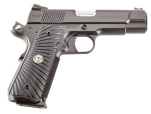 Wilson Combat TCCOM45 Tactical Carry Commander 45 ACP 8+1 4.25" Stainless Steel Barrel, Black Serrated Carbon Steel Slide, Black Armor-Tuff Carbon Steel Frame w/Beavertail, Black G10 Starburst Grip