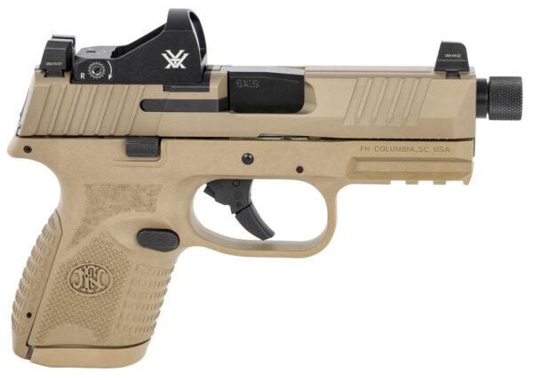 FN 66100801 509 Compact Tactical 9mm Luger  4.32" Threaded Barrel, 10+1 ,  Flat Dark Earth ,  Night Sights ,  Manual Safety Includes Viper Red Dot