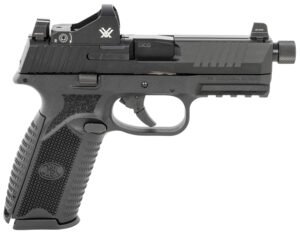 FN 66100844 509 Tactical 9mm Luger 17+1/24+1 4.50" Threaded Barrel, Matte Black Polymer Frame w/Mounting Rail, Optic Cut Matte Black Stainless Steel Slide, No Manual Safety, Includes Viper Red Dot