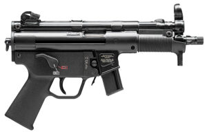 HK 81000482 SP5K PDW 9mm Luger Caliber with 5.83" Barrel, 10+1 Capacity, Black Metal Finish, No Stock (Sling Mount), Black Polymer Grip Right Hand