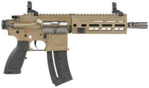 HK 81000531 416  Sports South Exclusive 22 LR 10+1 8.50" Black Steel Threaded Barrel, Flat Dark Earth Aluminum w/M-LOK & Picatinny Rail Receiver, Black Polymer Grip, Right Hand