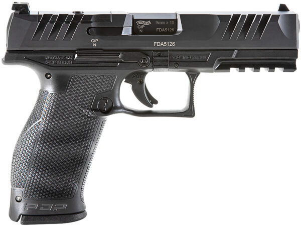 Walther Arms 2842475 PDP  9mm Luger 18+1 4.50" Black Polygonal Rifled Barrel, Black Optic Ready/Serrated Steel Slide, Black Polymer Frame w/Picatinny Rail, Ambidextrous