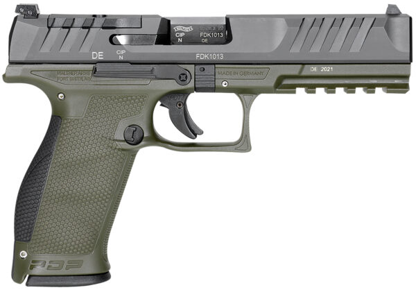 Walther Arms 2858398 PDP Optic Ready 9mm Luger 5" 18+1 Black Steel Slide Performance Duty Textured  Polymer Grip (Full Size)