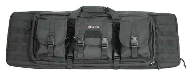 GPS Bags DRC36 Double Rifle Case 36" Black 600D Polyester w/ 2 Padded Pistol Sleeves MOLLE Webbing & Lockable Zippers