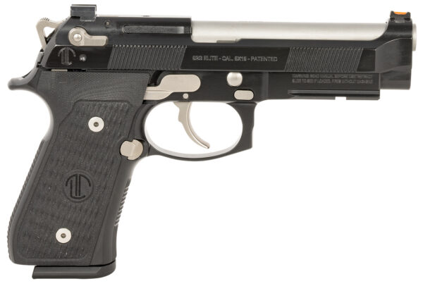 Langdon Tactical Tech LTT92ECB 92 Elite LTT  9mm Luger 18+1 4.70" Target Crown Steel Barrel, Black Serrated Steel Slide, Black Frame w/Picatinny Rail, Black VZ G10 Grip