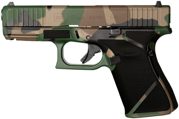 Glock PA195S204MOSNM81 G19 Gen5 MOS Compact Frame 9mm Luger 15+1 4.02" Black GMB Barrel, Camo Cerakote MOS Cut/Serrated Steel Slide, M81 Camo Polymer Frame w/Picatinny Rail, Ambidextrous