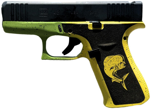 Glock UX4350204MAHIFR G43X  Sub-Compact Frame 9mm Luger 10+1 3.41" Black GMB Barrel, Black nDLC Serrated Steel Slide, Mahi Polymer Frame w/Front Rail & Beavertail, Black Textured Grip, Ambidextrous