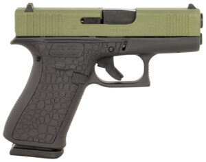 Glock PX4350204BAYOU G43X  Sub-Compact Frame 9mm Luger 10+1 3.41" Black GMB Barrel, Lime Green Cerakote Serrated Steel Slide, Black Cerakote Polymer Frame w/Beavertail, Ambidextrous