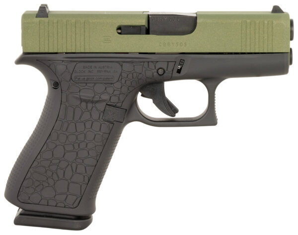 Glock PX4350204BAYOU G43X  Sub-Compact Frame 9mm Luger 10+1 3.41" Black GMB Barrel, Lime Green Cerakote Serrated Steel Slide, Black Cerakote Polymer Frame w/Beavertail, Ambidextrous