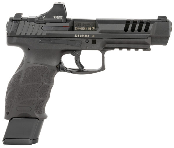 HK 81000877 VP9L SCS 9mm Luger 20+1 5" Black Polygonal Rifled Barrel, Long/Lightening Cuts/Optic Cut SCS Steel Slide, Polymer Frame w/Picatinny Rail, Black Interchangeable Backstrap Grip