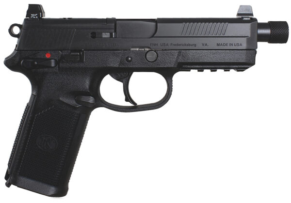 FN 66966 FNX Tactical 45 ACP 15+1 5.30" Steel Threaded Barrel Black Optic Ready/Serrated Slide Matte Black Polymer Frame w/Picatinny Rail Black Textured w/Interchangeable Backstrap Grips Right Hand