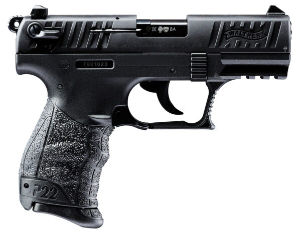 Walther Arms 5120333 P22 *CA Compliant 22 LR 10+1 3.42" Matte Black Tenifer Serrated/Steel Slide, Black Polymer Frame w/Picatinny Rail, Black Interchangeable Backstrap Grips