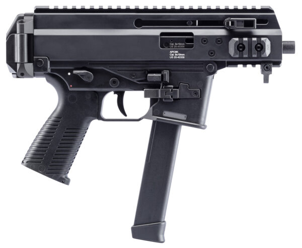 B&T Firearms 36176502G APC9K  9mm Luger 33+1 4.30" Black Steel Barrel, Black Picatinny Rail Receiver, Brace Adapter, Black Polymer Grips, Ambidextrous
