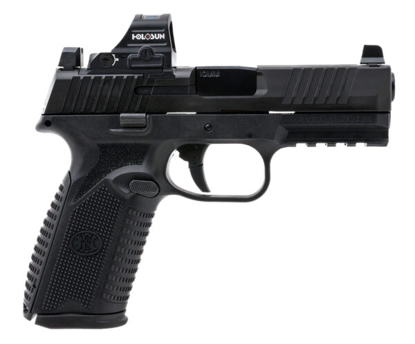 FN 66101857 510 MRD Full Size 10mm Auto 15+1, 4.10" Black Target Crown Steel Barrel, Black PVD Optic Cut/Serrated Steel Slide & Polymer Frame w/Picatinny Rail, Ambidextrous