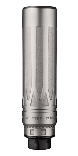 Dead Air NOMADTIXCDTSIL Nomad TI XC Silver 7.62mm Silencer w/ Direct Thread 5/8-24 Hub Mount