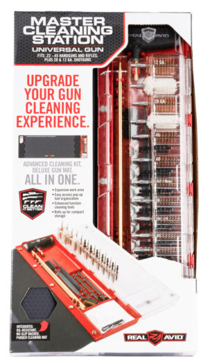 Real Avid AVMCSU Master Cleaning Station Universal Rifle/Shotgun Bronze/Nylon Bristles Black/Red