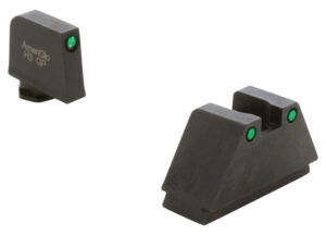 AmeriGlo GL815 Optic Compatible Sight Set for Glock  3XL Tall Green Tritium Black Outline Front Sight-Green Tritium Black Outline Rear Sight