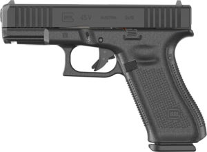 Glock PV4550203 G45 V Crossover 9mm Luger 17+1 4.02" Black GMB Barrel, Black nDLC Steel Serrated Slide, Black Polymer Frame w/Accessory Rail, Textured polymer Grip, Ambidextrous