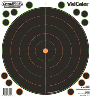 Champion Targets 46136 VisiColor  Self-Adhesive Paper Black/White 8" Bullseye 5 Pack