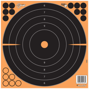 EZ-Aim 1531725 Splash Reactive  Self-Adhesive Paper Black/Orange 12"x12" Bullseye 25 Pack