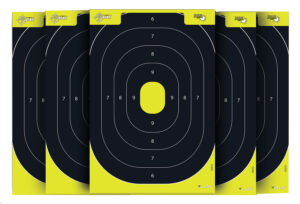 EZ-Aim 1537230 Splash Reactive  IPSC Silhouette Paper Hanging 12.50" W X 18.25" H Chartreuse/Black 30 Per Pkg