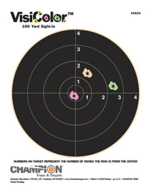 Champion Targets 45824 VisiColor  Bullseye Paper Hanging Pistol/Rifle 8.50" x 11" Multi-Color Includes Pasters 10 Pack