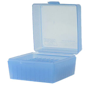 MTM Case-Gard RS10024 Ammo Box Flip-Top Multi Caliber Clear Blue Polypropylene 100rd