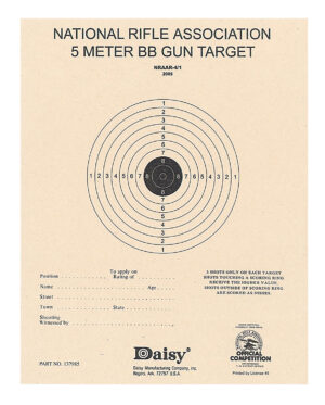 Daisy 408 NRA 5-Meter Target Air Rifle Bullseye Hanging Paper 5 Meters Air Rifle Black/White 50 Per Pkg